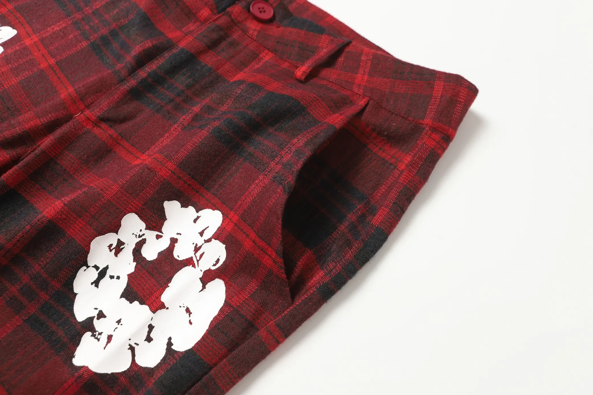 P156 8613 DENIM TEARS kapok European and American fashion brand high-quality plaid long-sleeved shirt set Color Red Gray Yellow Size S-XL